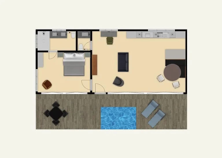 Floor Plan 1 Bed Villas for sale in Kuta