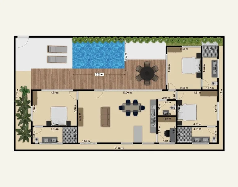 Floor Plan 3 Bed type 1 Villas  for sale in Kuta