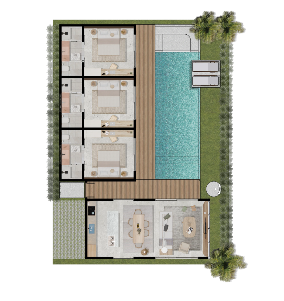 villa for sale in central kuta floor plan