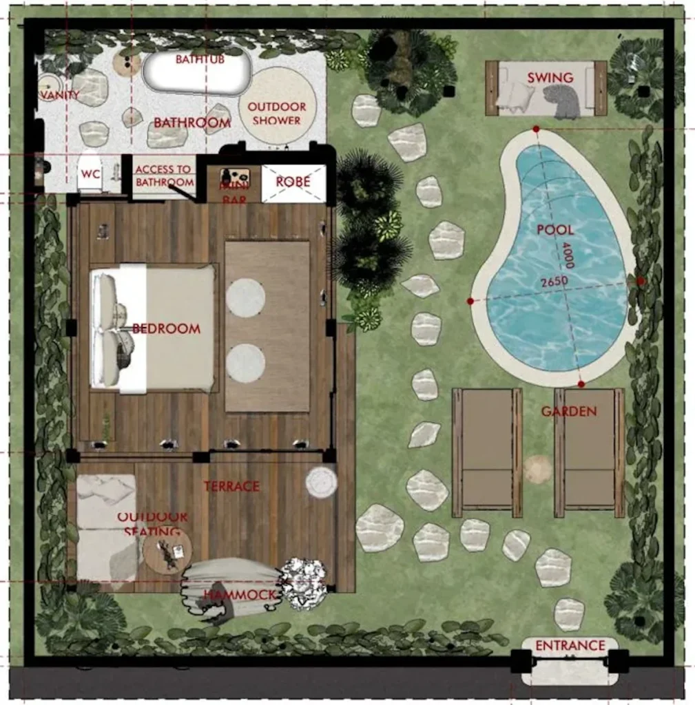 Teak Wood Villa for Sale in Kuta Lombok Floor plan