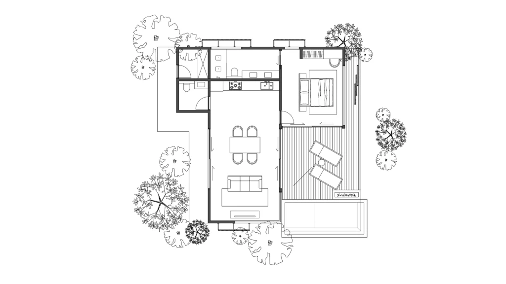 Floor Plan 1 Bedroom villa for sale in kuta