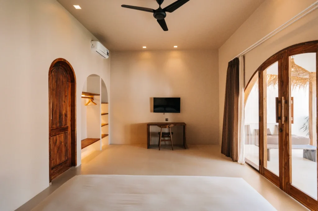 Furnished bedroom in the 1-Bedroom Tropical Villa for Sale in Kuta, South Lombok