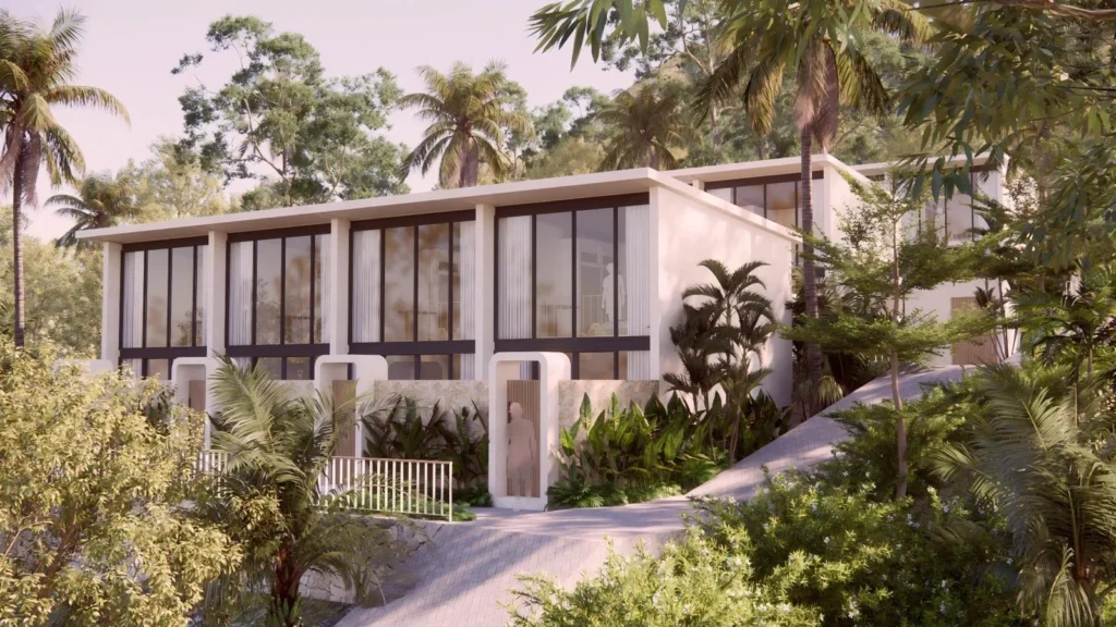 Kuta villa studios for sale in South Lombok, exterior of a one-bedroom loft villa with private pool